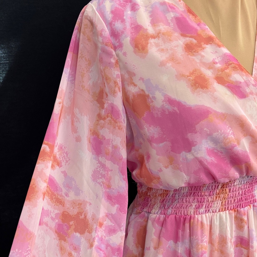 Japna Pink and Orange Long Sleeve Dress - Picture 5 of 8